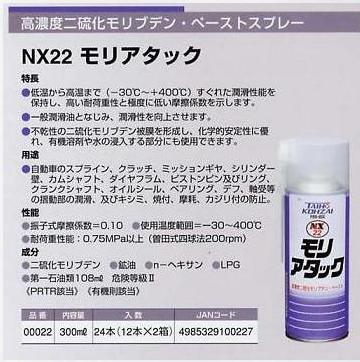 タイホーコーザイ,モリアタック,NX22,潤滑剤,モリブデン,極圧,摺動部,高濃度二硫化モリブデン